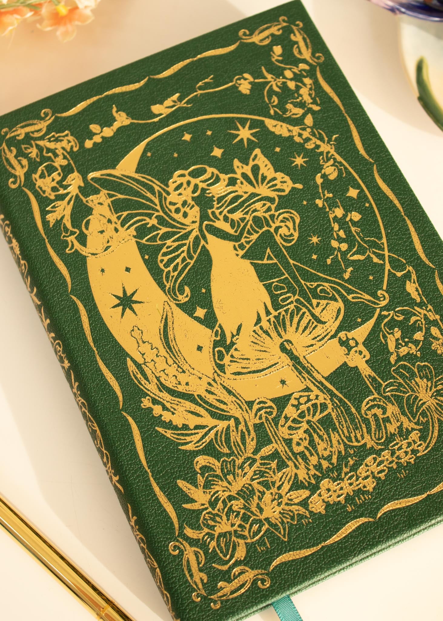 green leather fairy journal