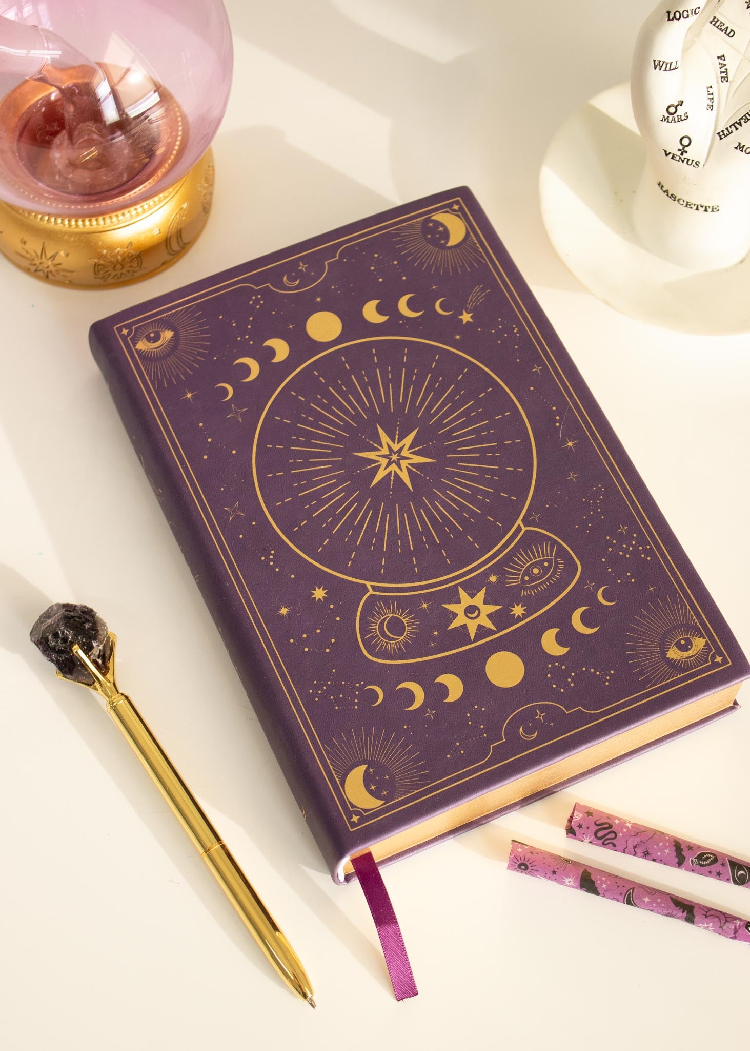 witchy purple crystal ball journal