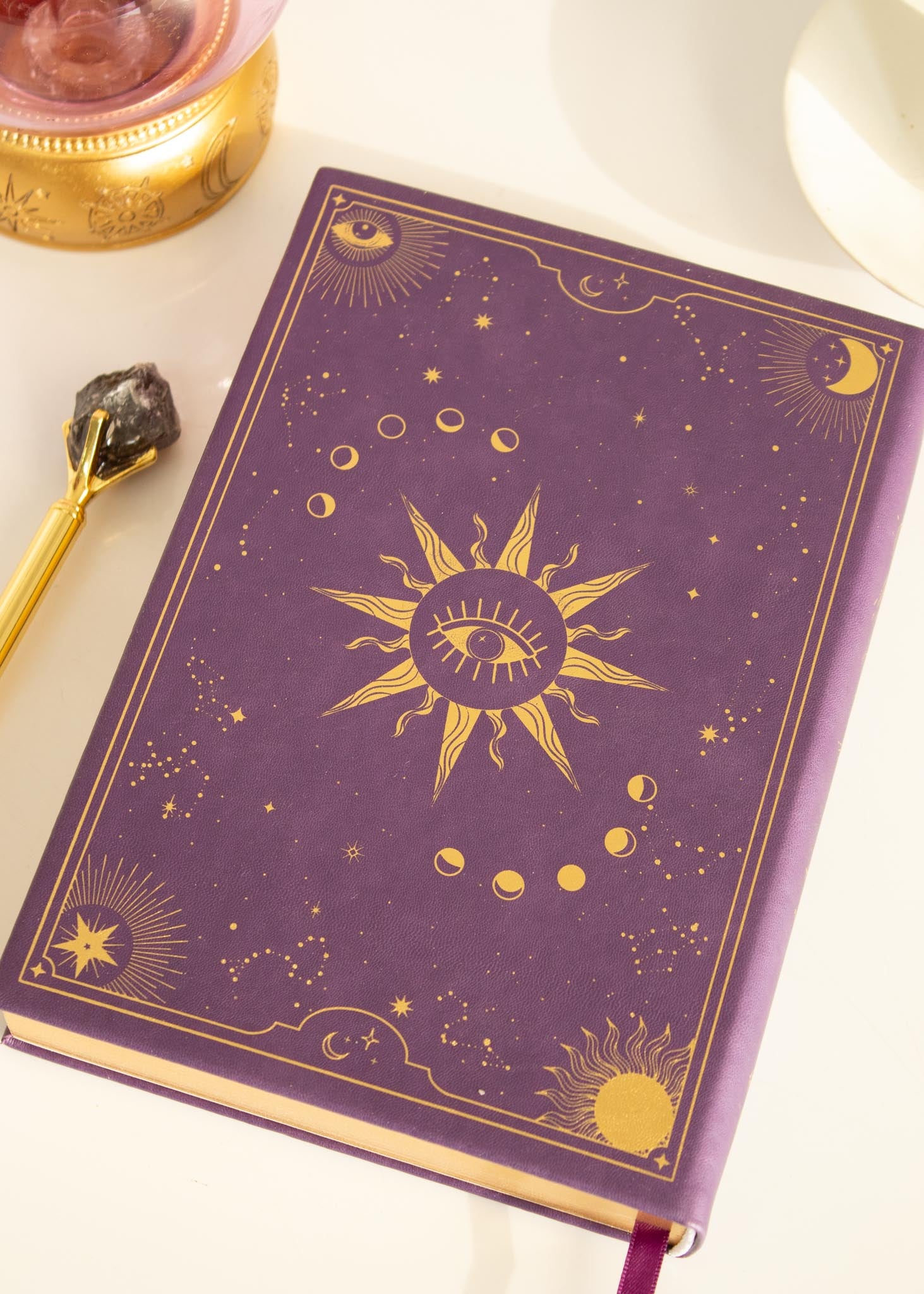 witchy purple crystal ball journal