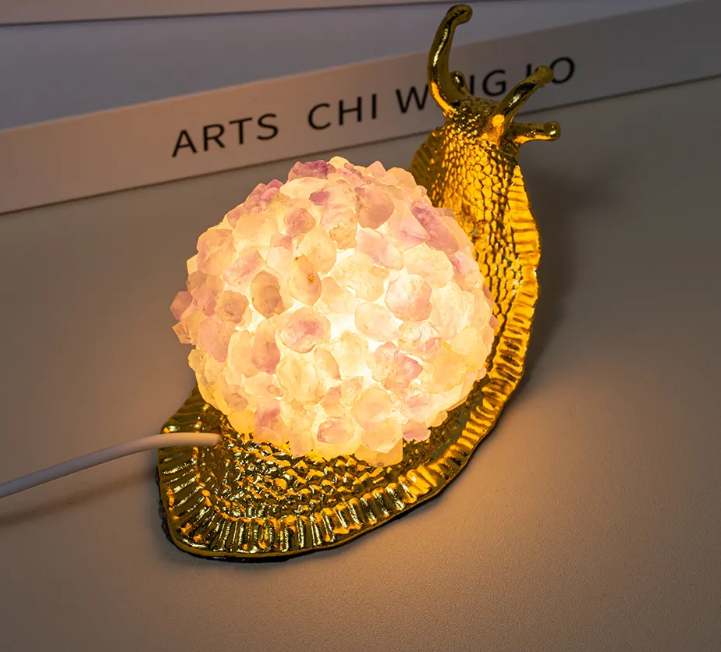 amethyst crystal snail lamp
