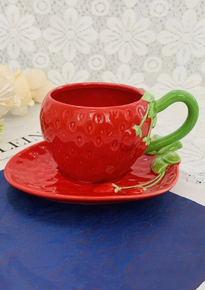 strawberry mug and plate